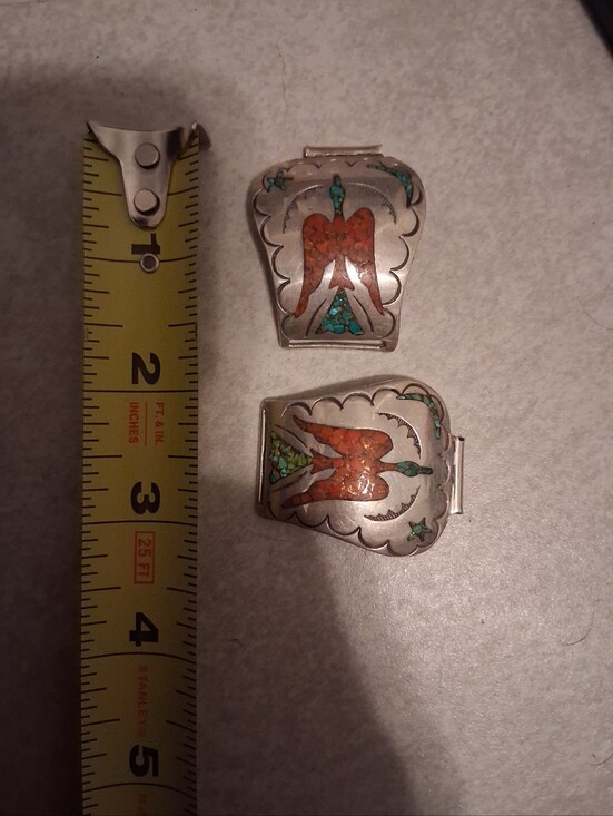 Other - Navajo Sterling Silver Turquiose Coral Native Zuni Watch Band Ends Thunderbird